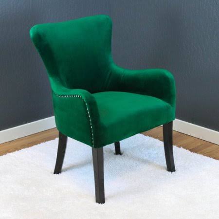 Emerald Green Velvet Wing Back Chair O78813