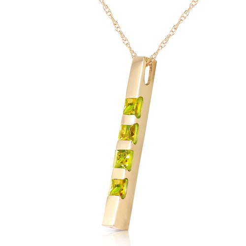 14k Yellow Gold 18" Vertical Bar Necklace with Princess-cut Natural Peridots H95365