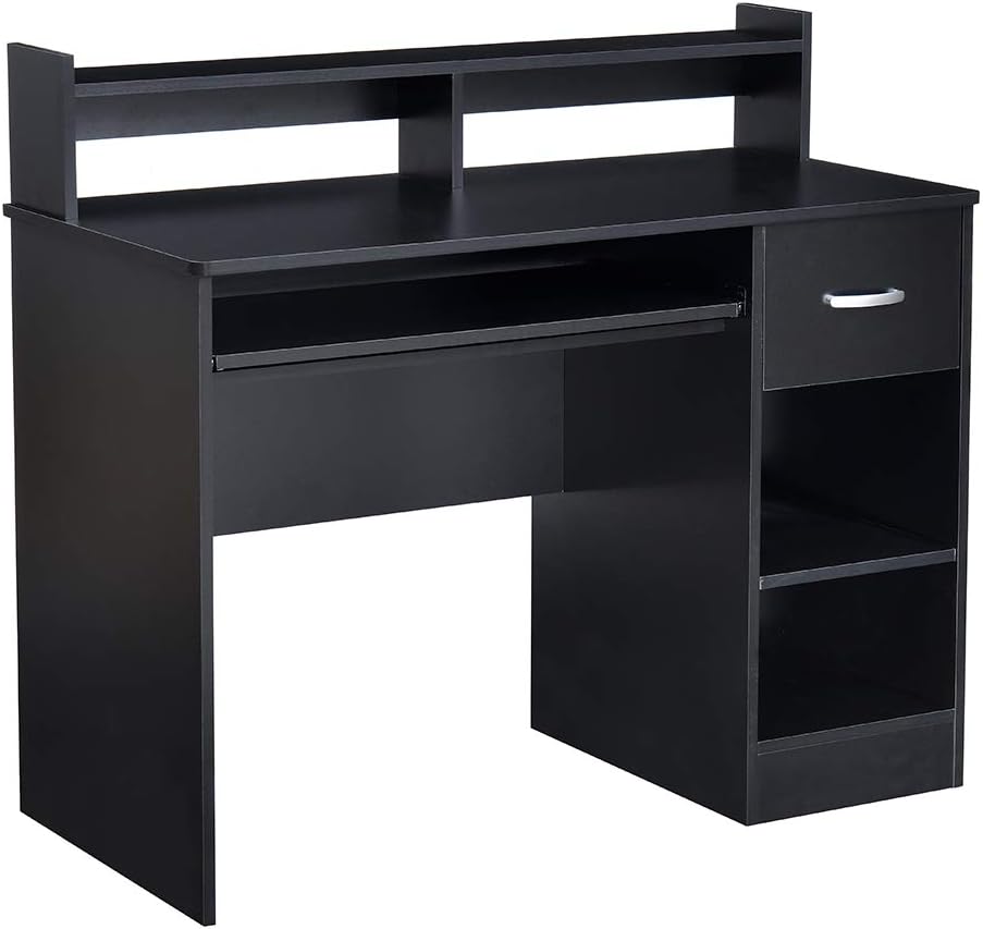 White Computer Desk with Keyboard Tray E78834