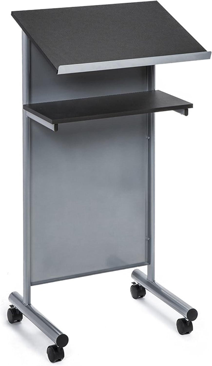 Wheeled Lectern with Storage Shelf, Beech/Black I476