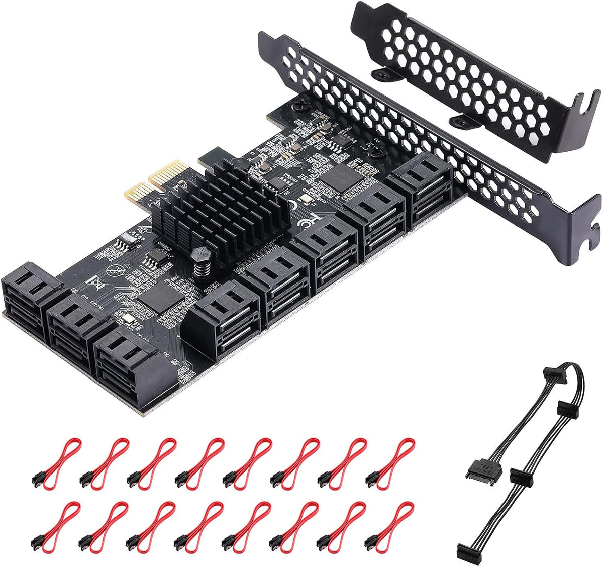 6 Port PCIe SATA 3.0 Card with 6 SATA Cables and Low Profile Bracket I984374
