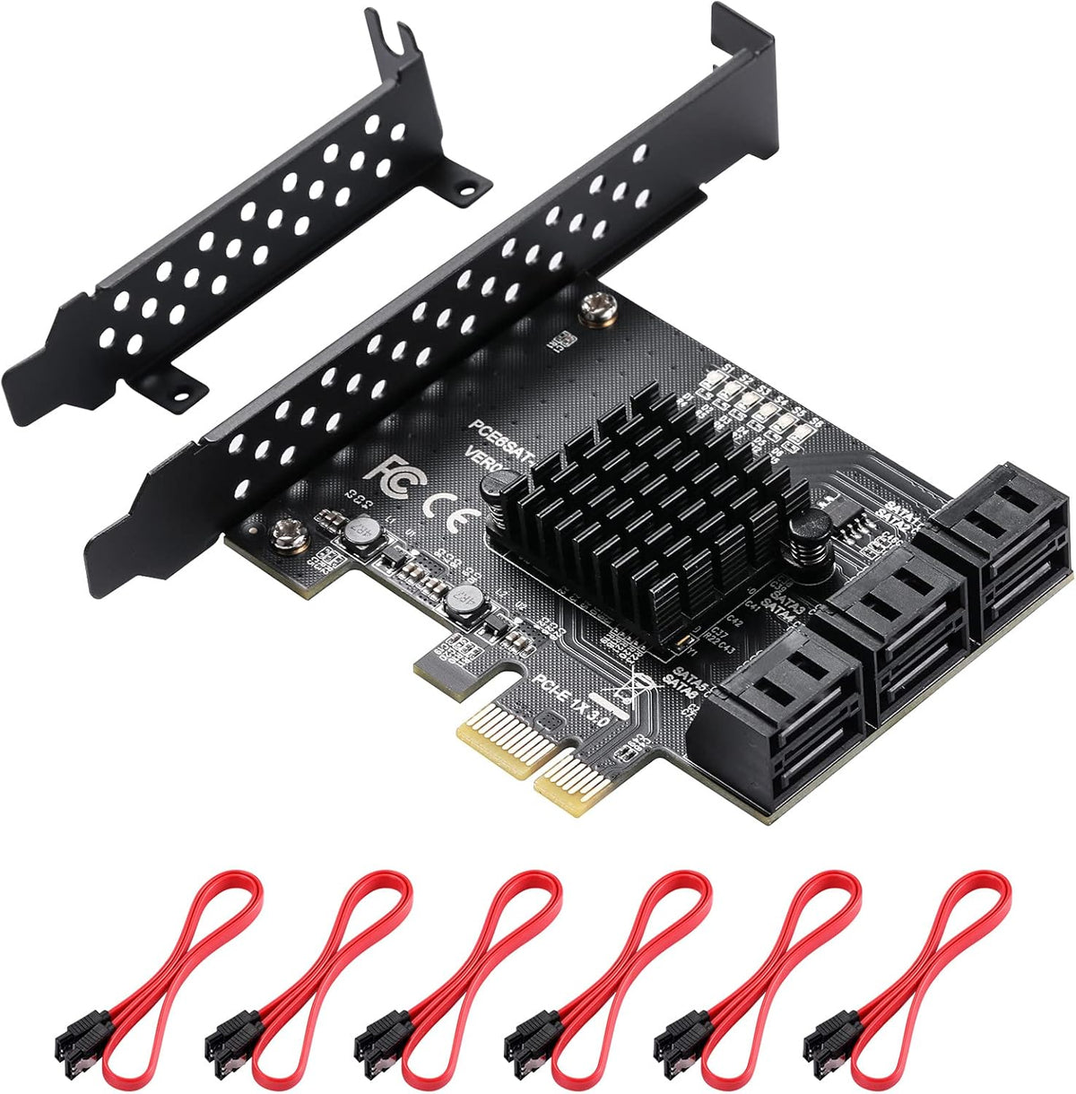 6 Port PCIe SATA 3.0 Card with 6 SATA Cables and Low Profile Bracket I984374