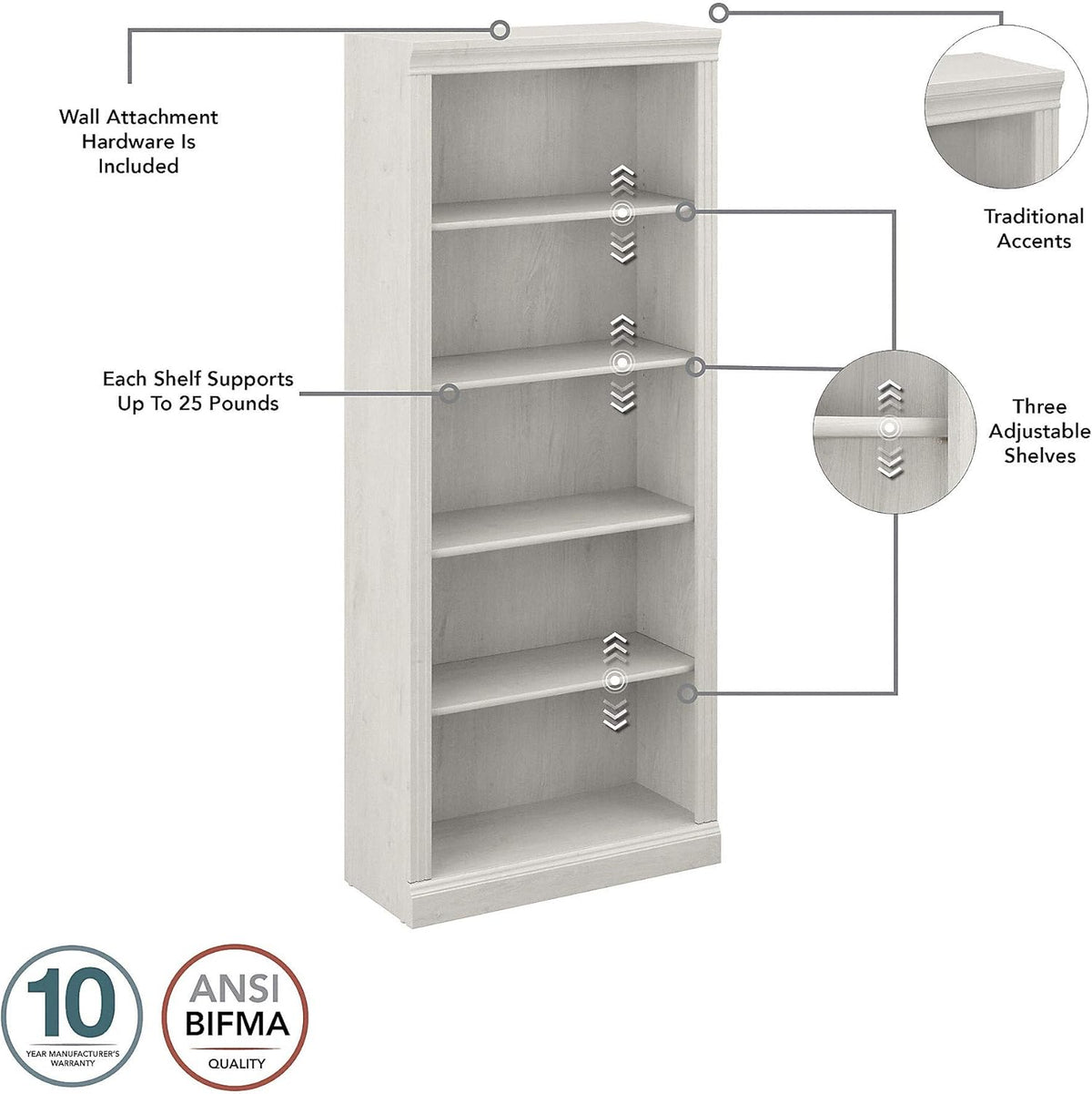 5 Shelf Bookcase, Set of 2 G39325