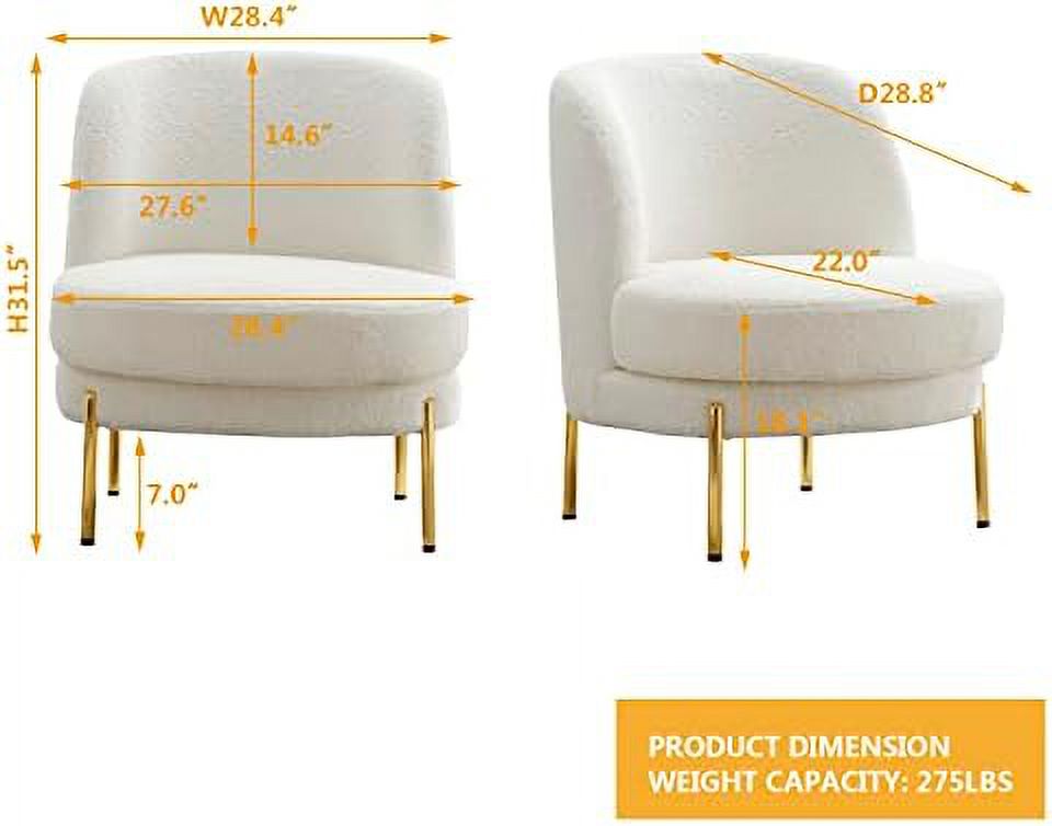 Sherpa Accent Chair with Golden Metal Legs L229