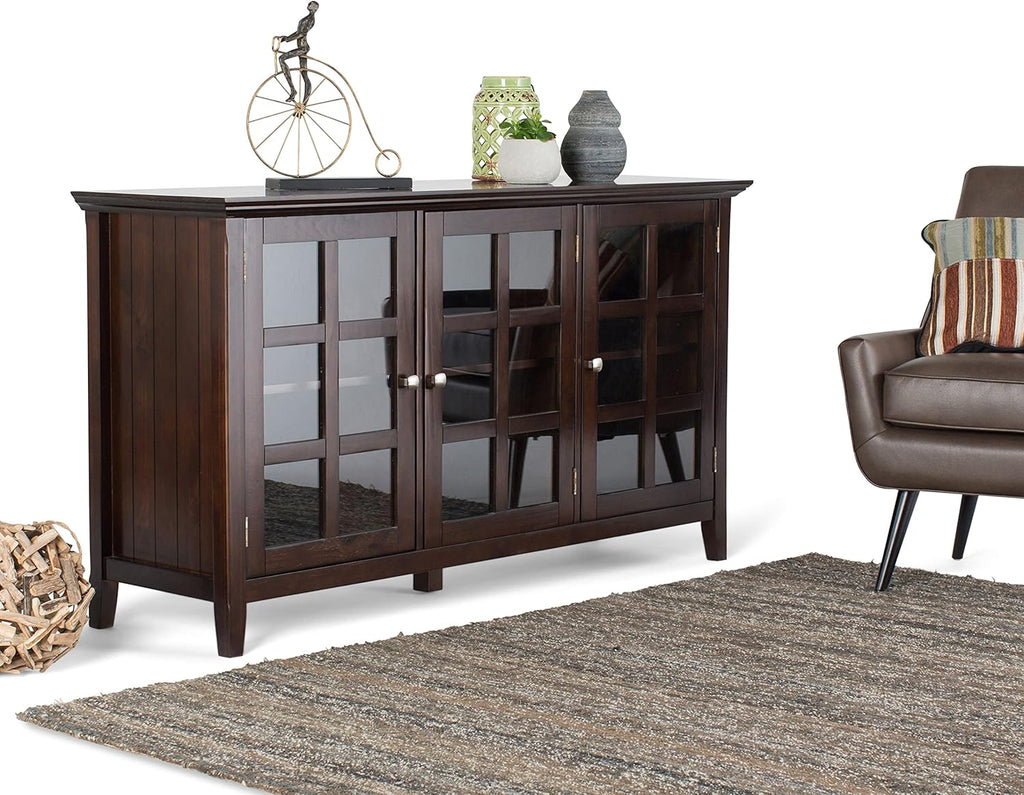Solid Wood Storage Cabinet with 3 Tempered Glass Doors B8776