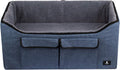 Large Brown&Blue Dog Booster Car Seat with Pockets and Carrying Case S826204