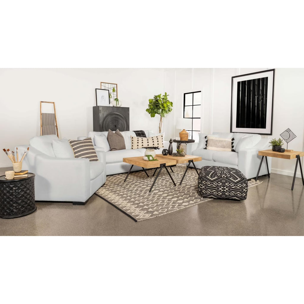 White 3-piece Fabric Upholstered Living Room Set Z877328