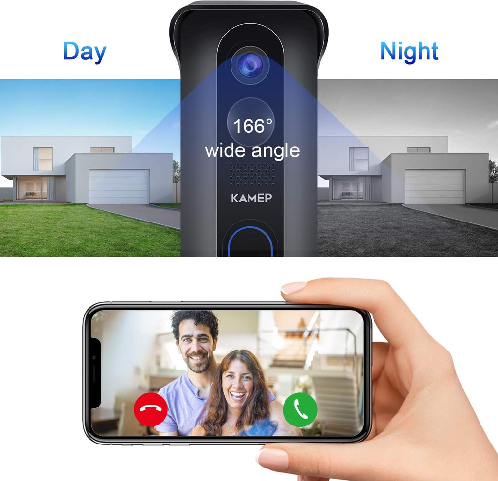 Wireless WiFi Video Doorbell Camera HD 1080P Waterproof Battery Powered with 2-Way Audio Motion Detection IR Wide Angle Cloud Storage A285