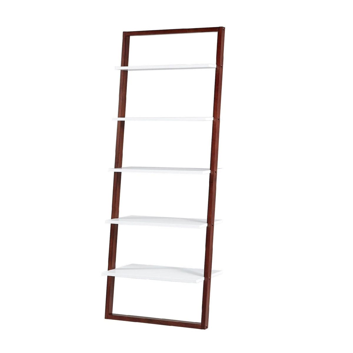Black and Oak Finish Leaning Ladder Shelves O8416