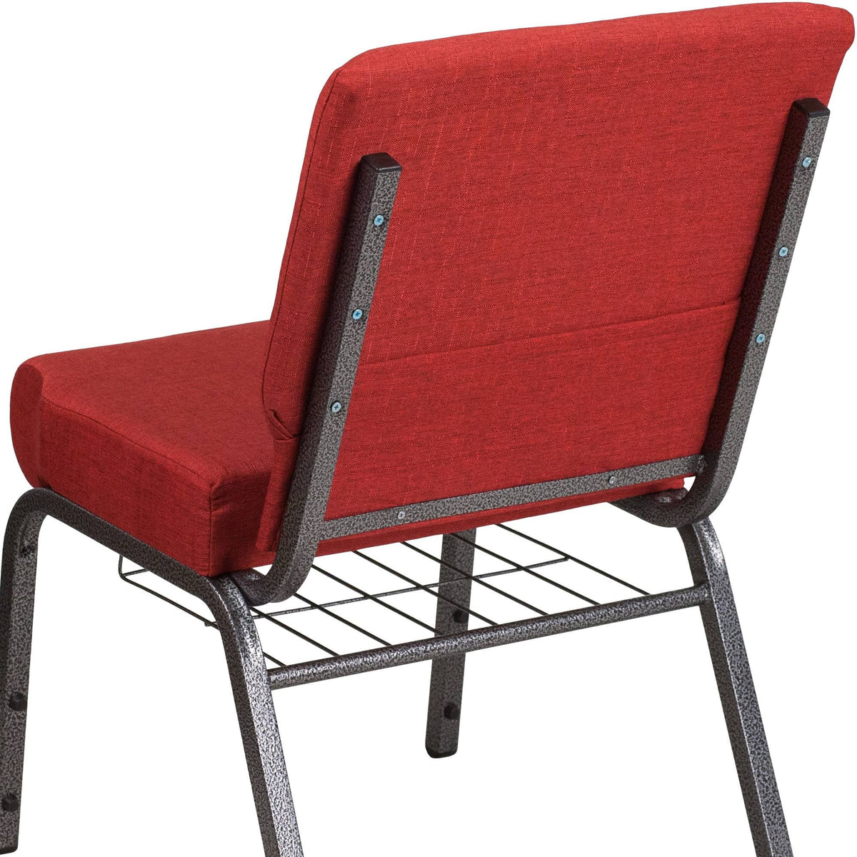 Crimson Fabric Church Chair with Cup Book Rack G911586