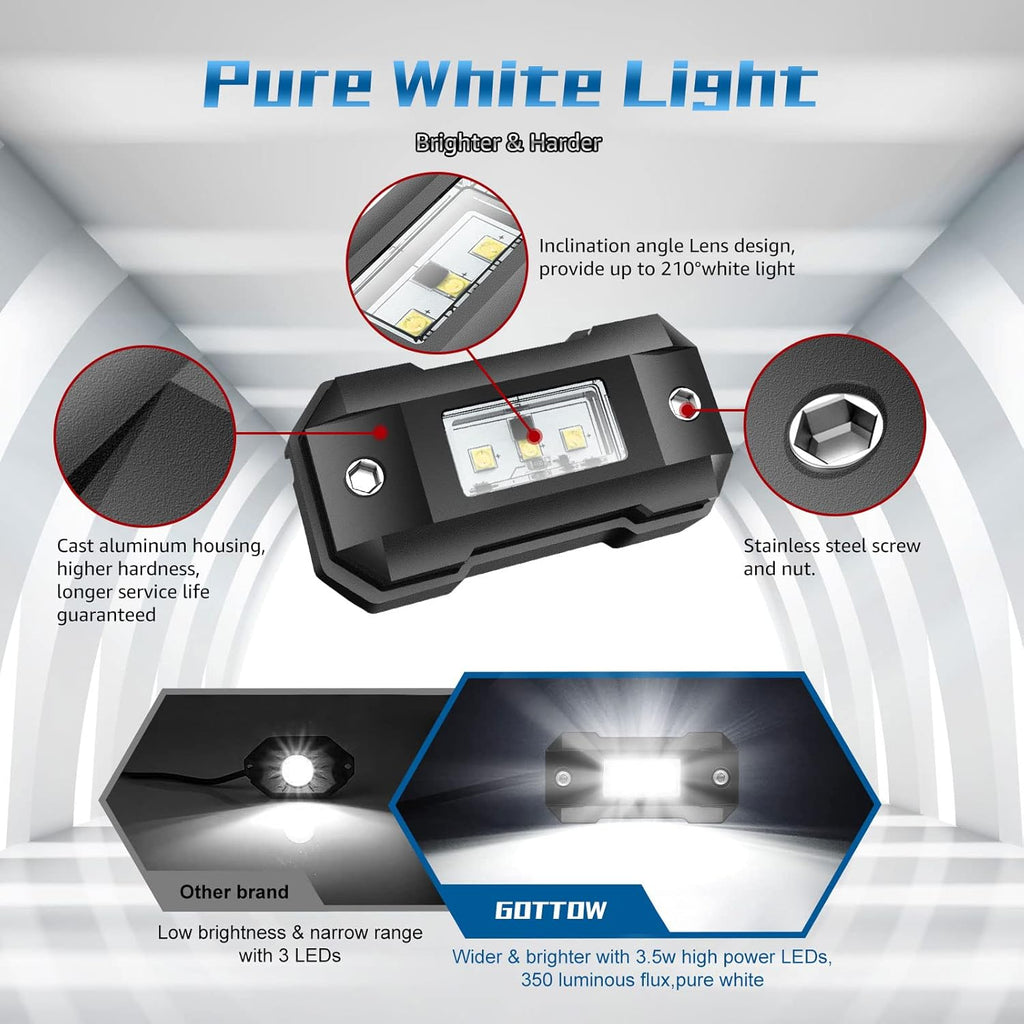 White 12 Pod Waterproof LED Rock Lights G770
