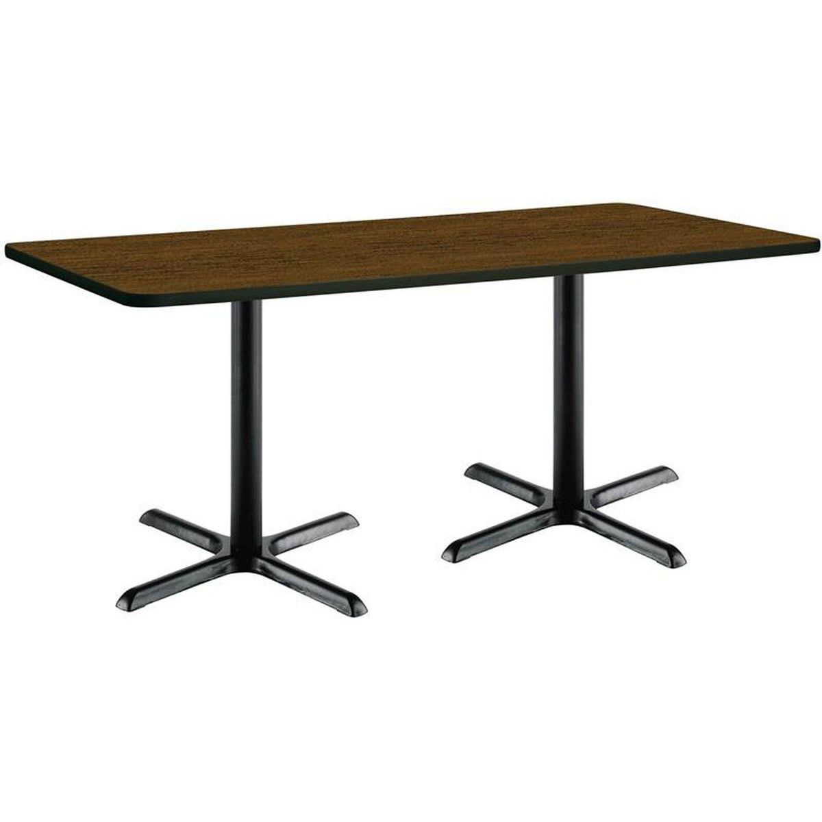 Black X-Base Pedestal Table with Walnut Top V5559