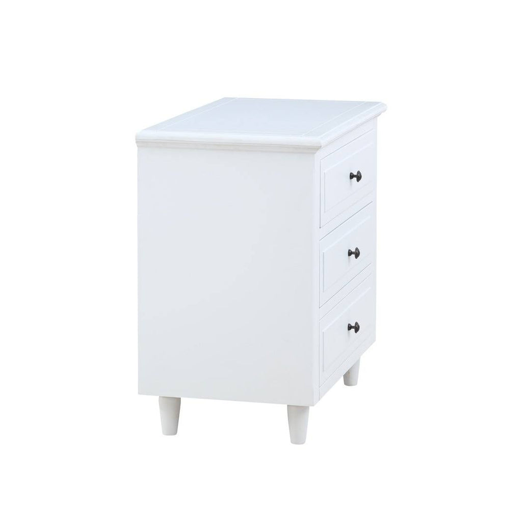 3-Drawer White Wood Nightstand G265
