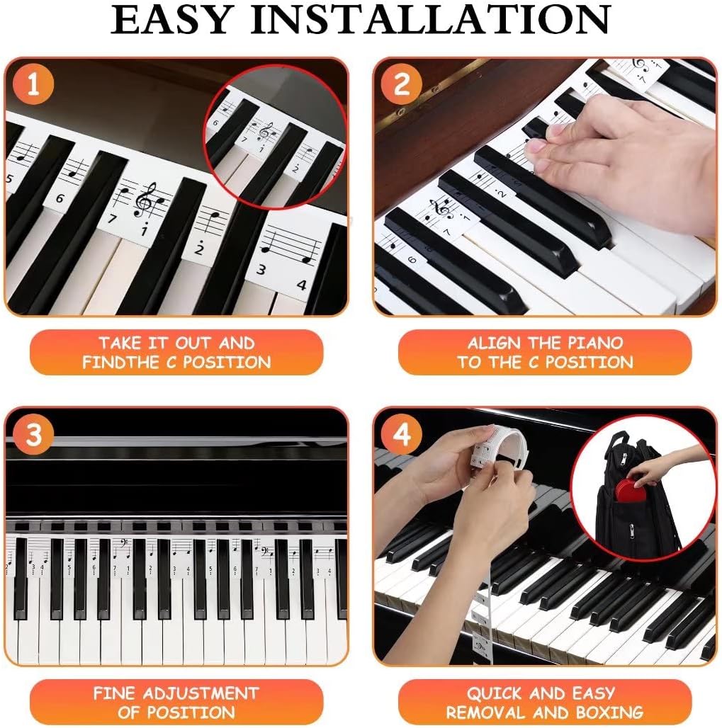 88 Key Reusable Piano Stickers S571