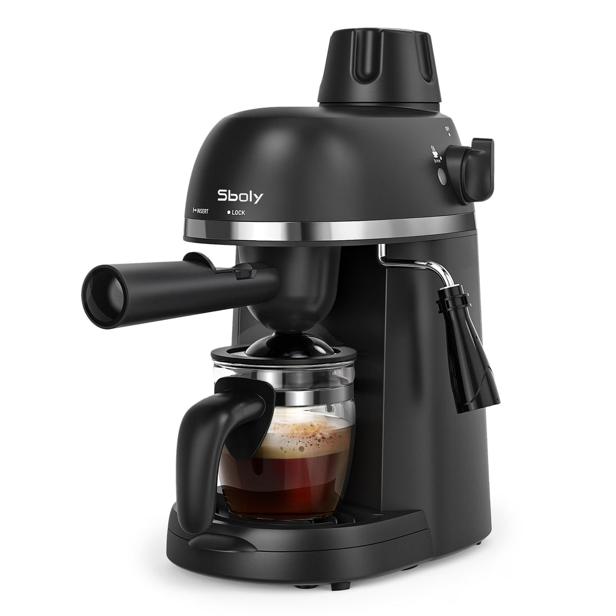 Espresso Machine with Milk Frother, 1-4 Cup Coffee Maker E242694