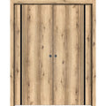 Oak Sliding French Double Pocket Doors with Frosted Glass M205583