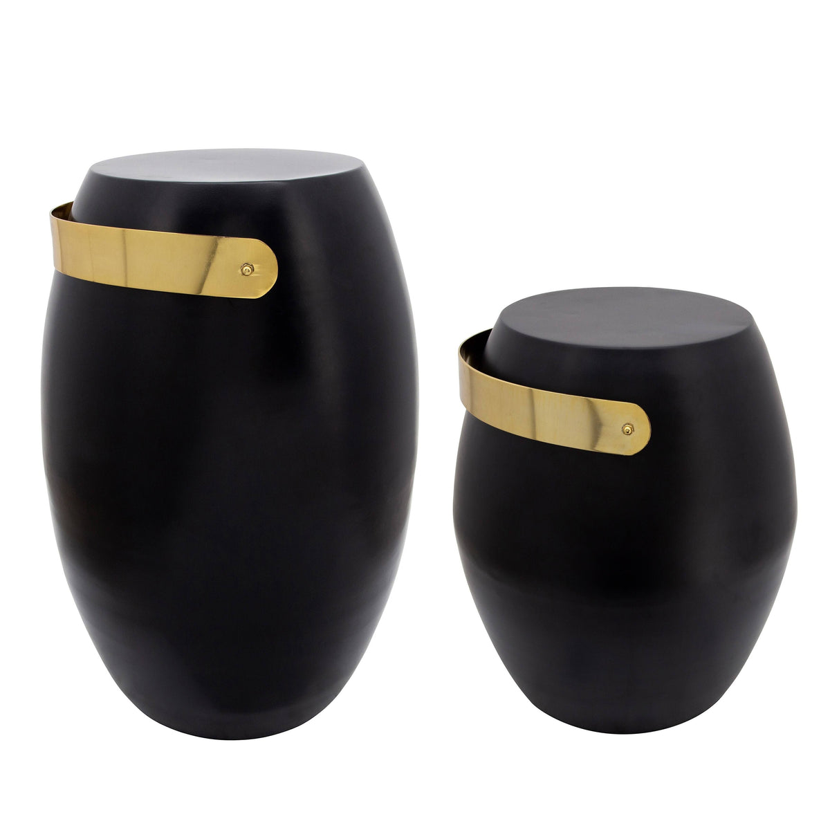 Black Metal Barrel Accent Table M59315