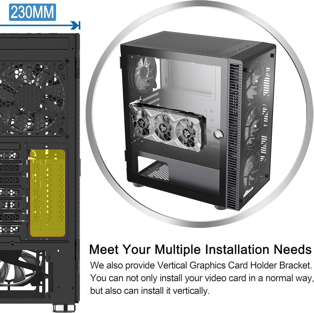 6 PCS LED ARGB Fans ATX Tower Computer Case R942