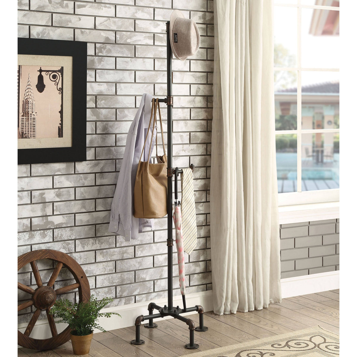 Industrial Sand Black Coat Rack W83219