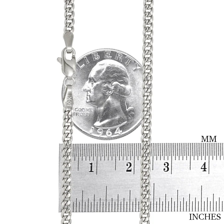 10k White Gold Miami Cuban Link Chain Necklace 16" - 30" V9562