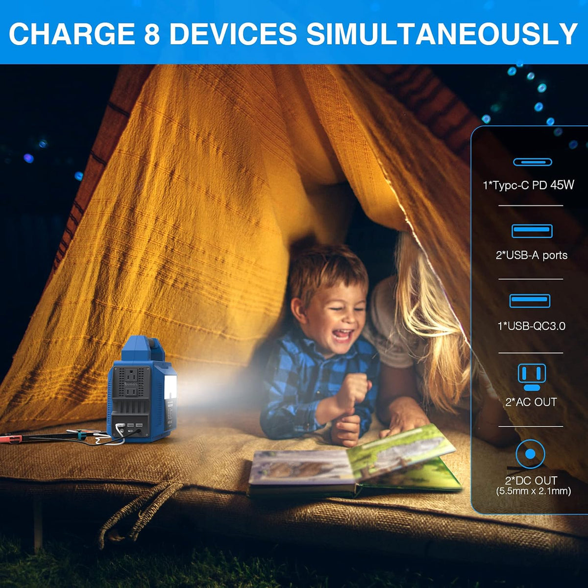 300W 296Wh 80000mAh Portable Power Station with AC Outlet N406