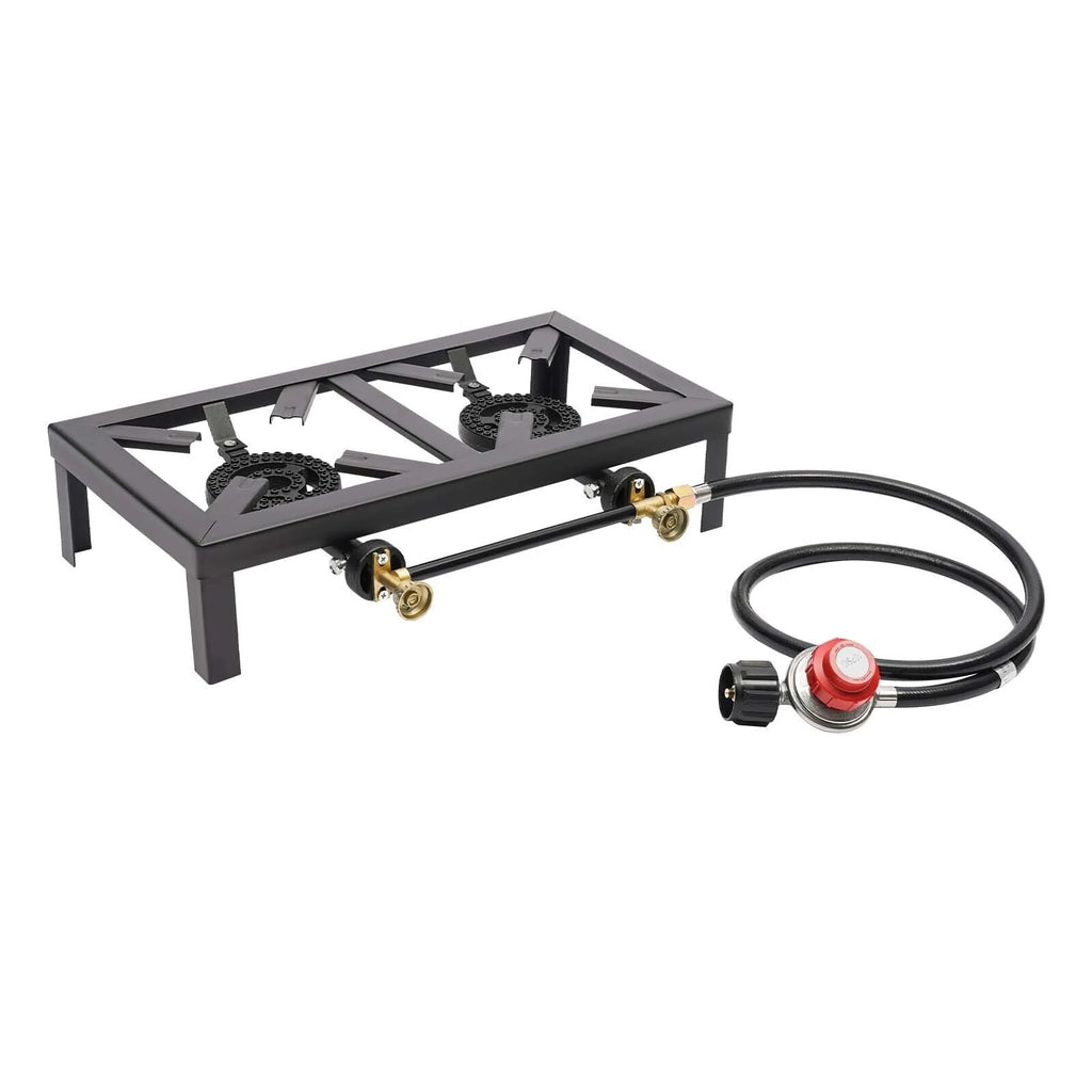 Portable Camping Stove Double Burner Outdoor Gas Stove with Regulator Hose Z3517