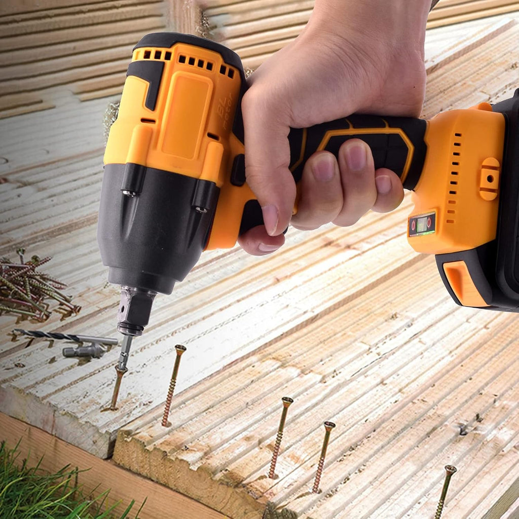 Cordless Impact Wrench Set with 2 × 4.0 Ah Battery, 1/2 Inch Chuck, Brushless Motor F356997