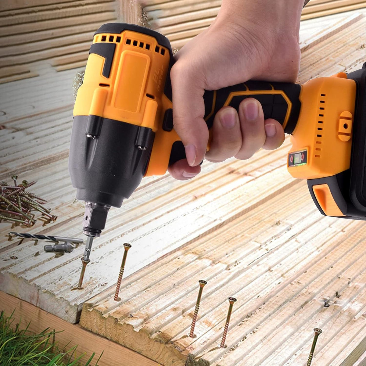 Cordless Impact Wrench Set with 2 × 4.0 Ah Battery, 1/2 Inch Chuck, Brushless Motor F356997