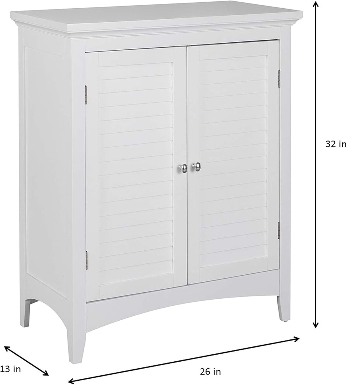 White Freestanding Floor Cabinet with 2 Shutter Doors 2 Adjustable Shelves D581805