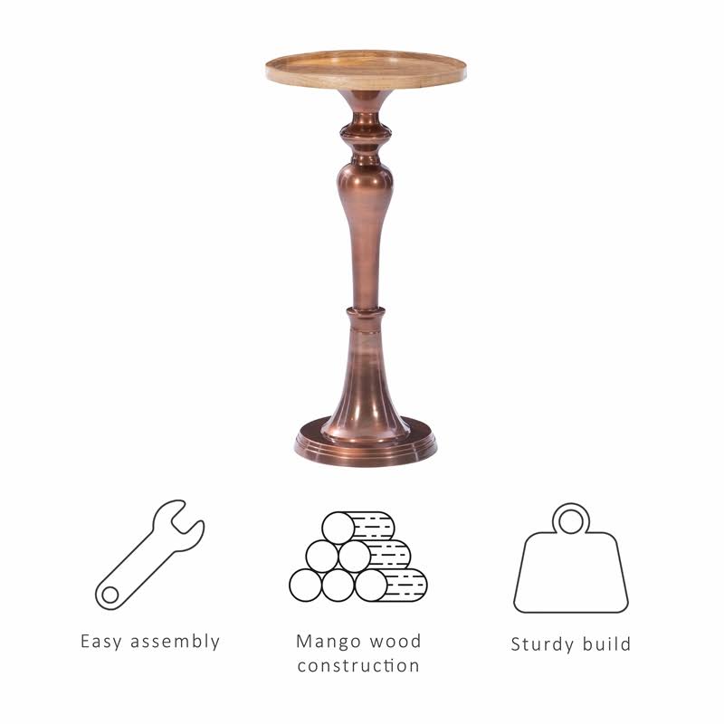Copper Wood and Aluminum Side Table H33269