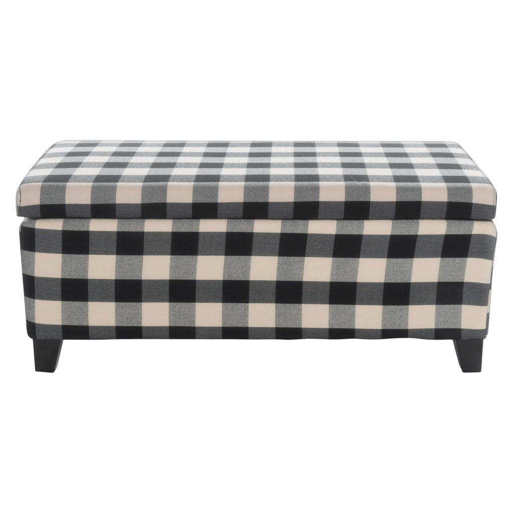 Black Checkerboard Storage Ottoman L44590
