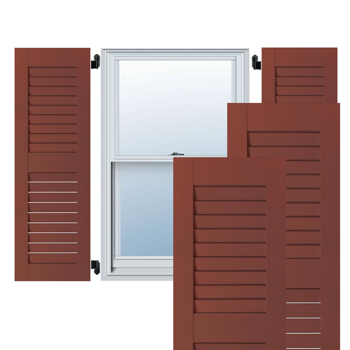 18x22W x 79x22H Exterior Real Wood Pine Open Louvered Shutters (Per Pair), Country Redwood P1192