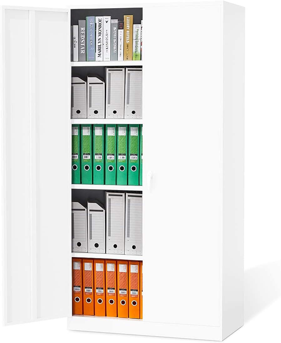 Black Metal Storage Cabinet with Doors and Shelves H480896