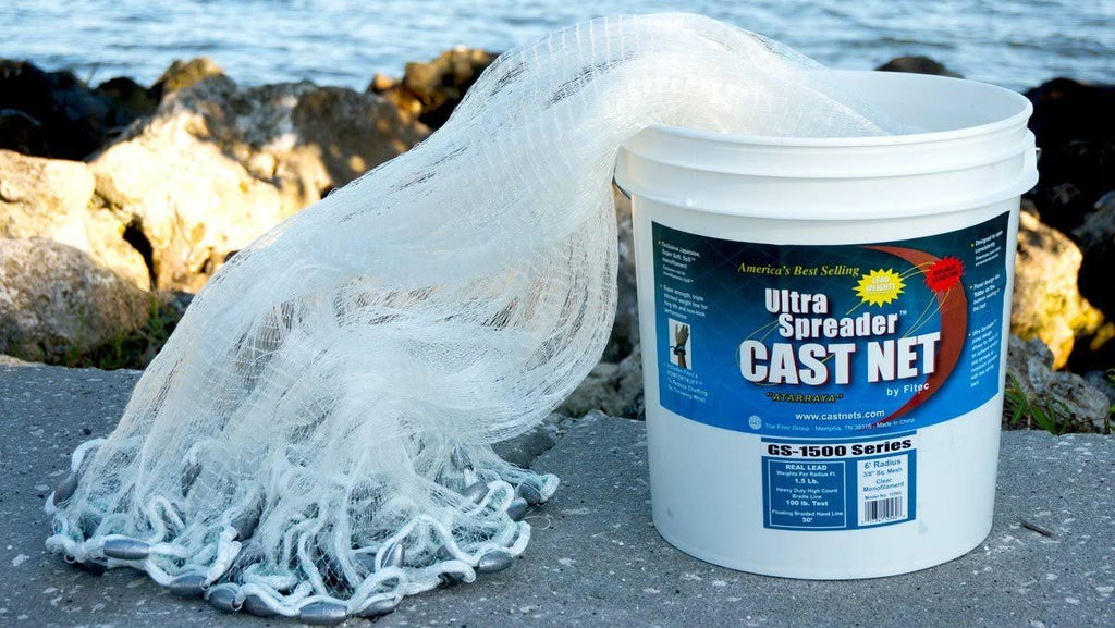 7& Spreader Cast Net 5/8 inch Mesh Clear Mono 1.5 lb Lead Wts Q3788