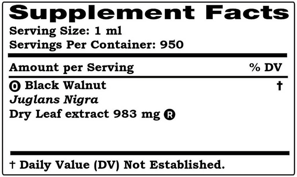 Black Walnut Dry Leaf Alcohol-Based Liquid Extract Tincture 32 Fl.Oz W9456