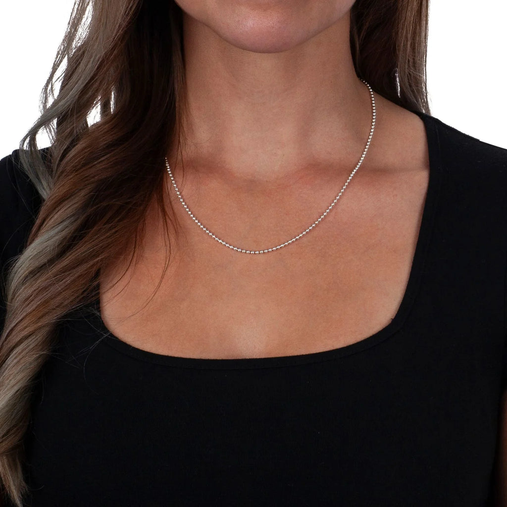 925 Sterling Silver Ball Bead Chain Necklace 1.5mm B69689