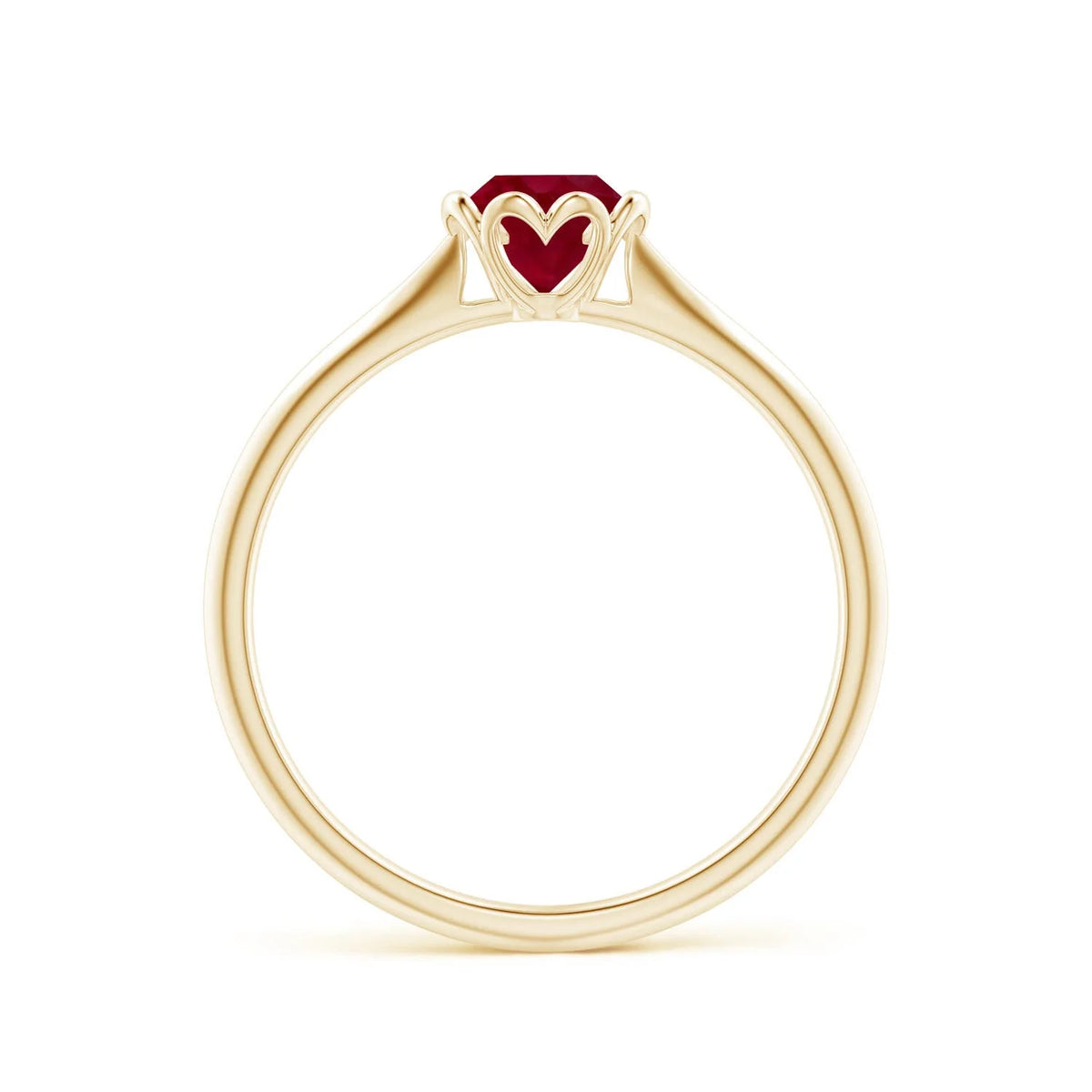 Natural Ruby Solitaire Engagement Ring in 14K Yellow Gold, Size-5 J450968