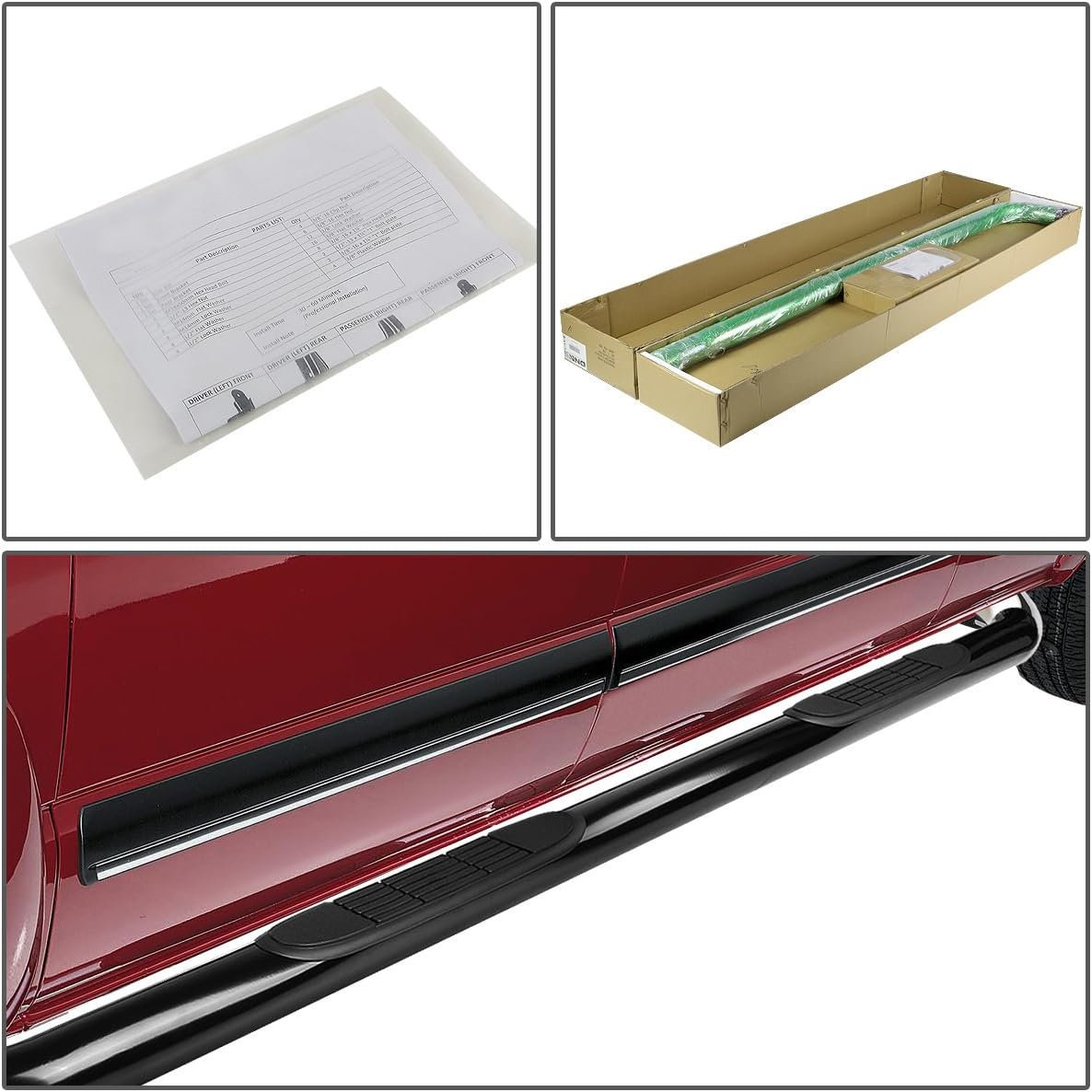 Stainless Steel Black Powdercoated Side Step Nerf Bar Running Boards F34361
