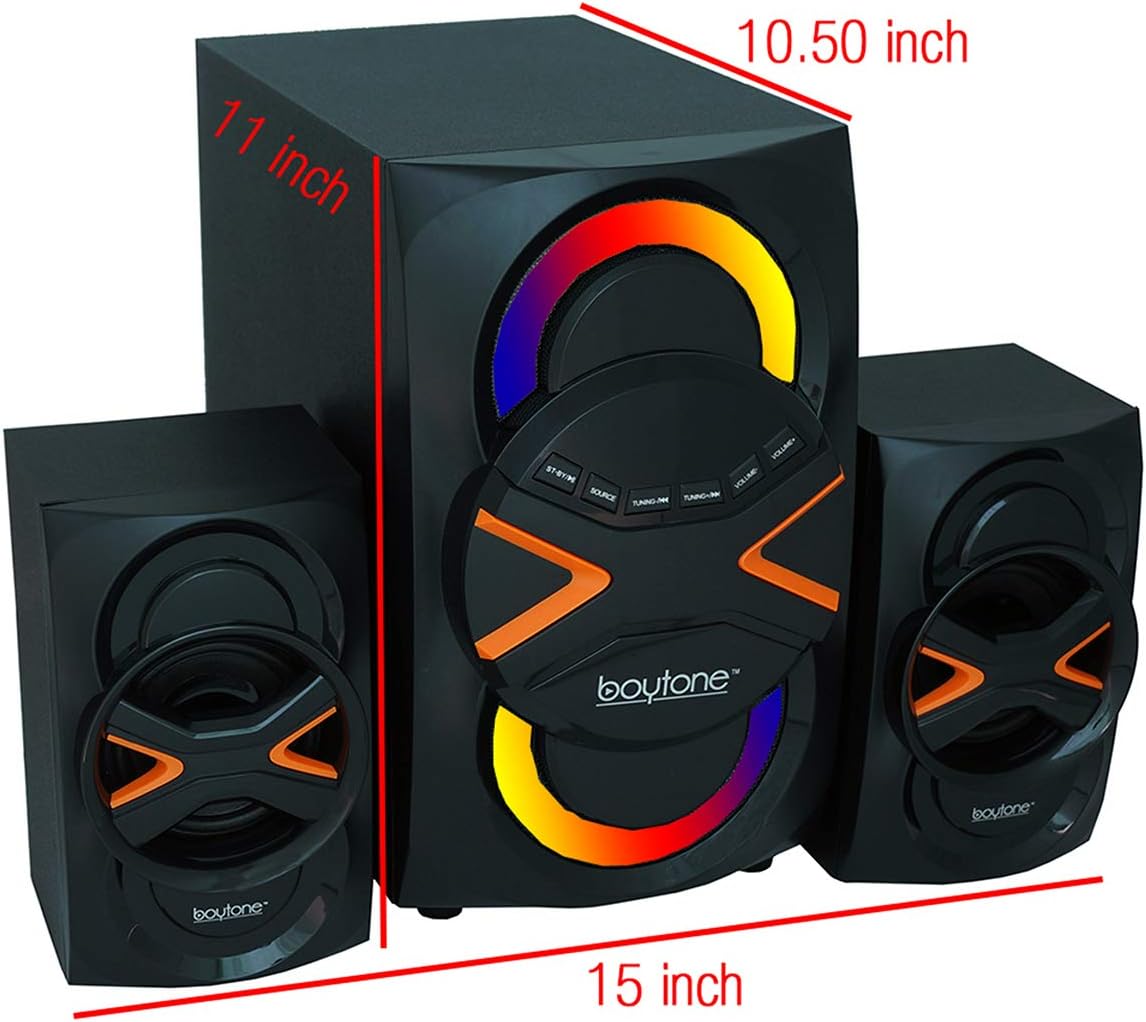 2.1 Bluetooth Home Audio Speaker System with FM Radio, USB Ports, Remote Control X74200