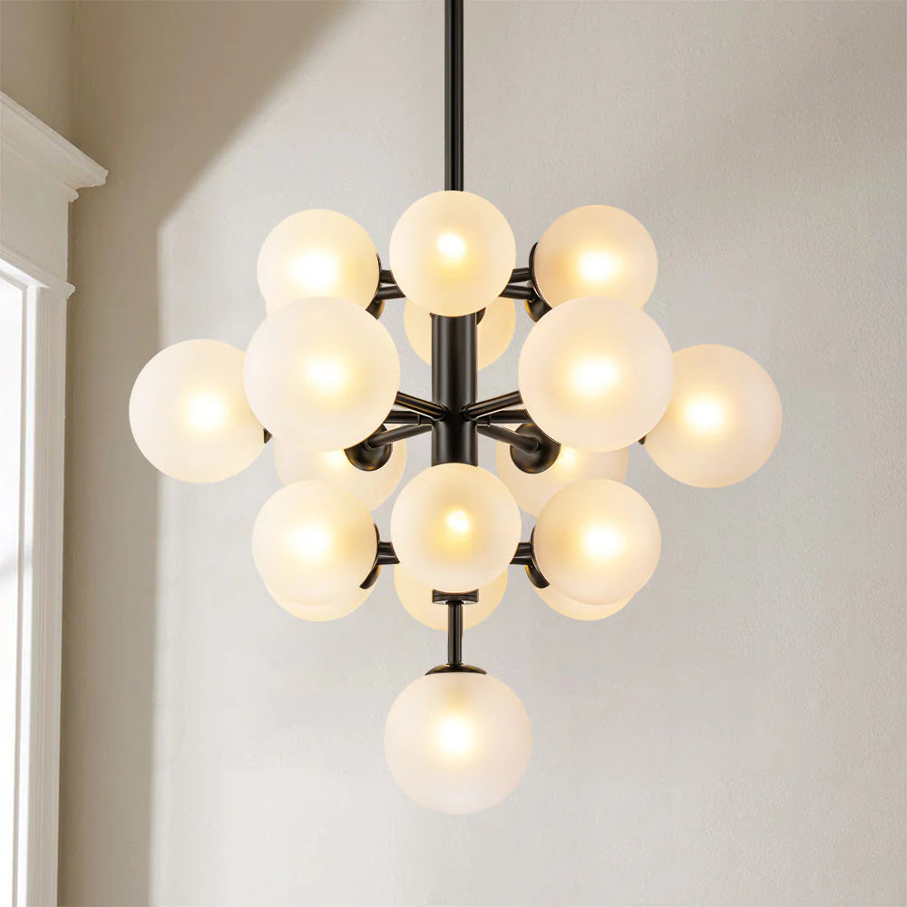 19-Light Dimmable Tiered Glass Bubble Chandelier G84987