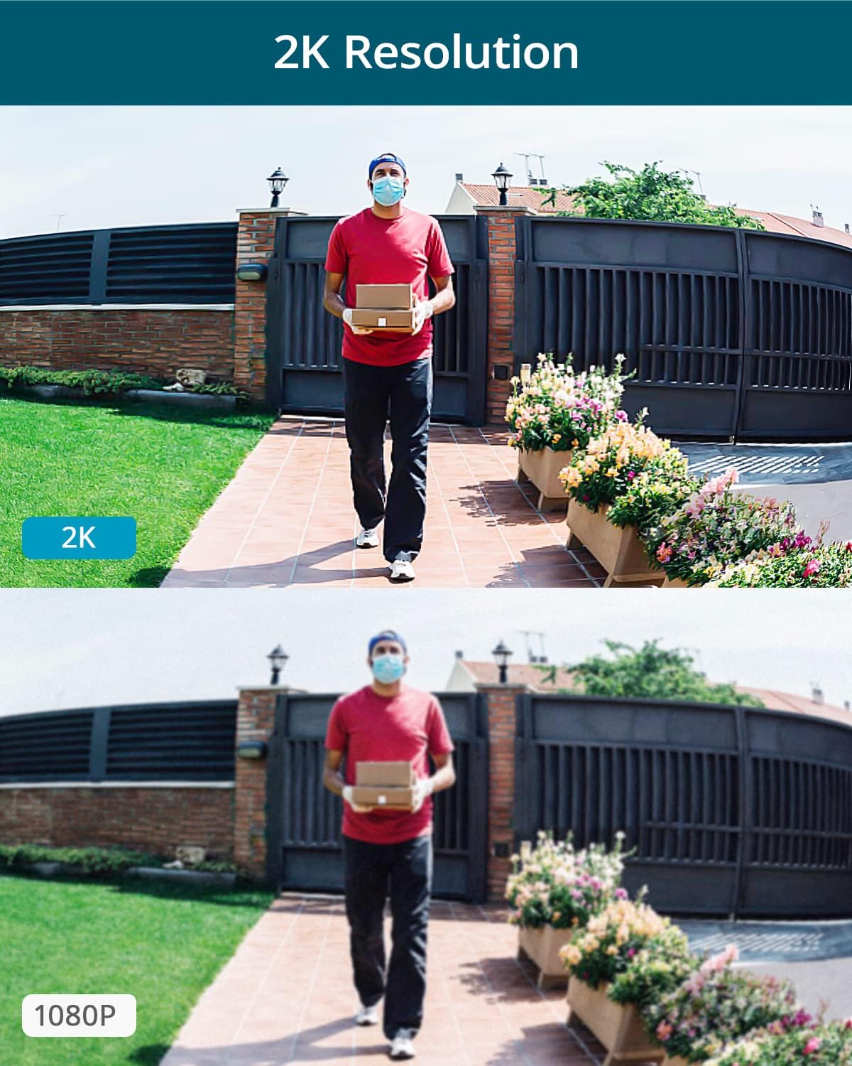 Wireless Battery-Powered Video Doorbell with 2K Resolution and 120-Day Battery Life C375