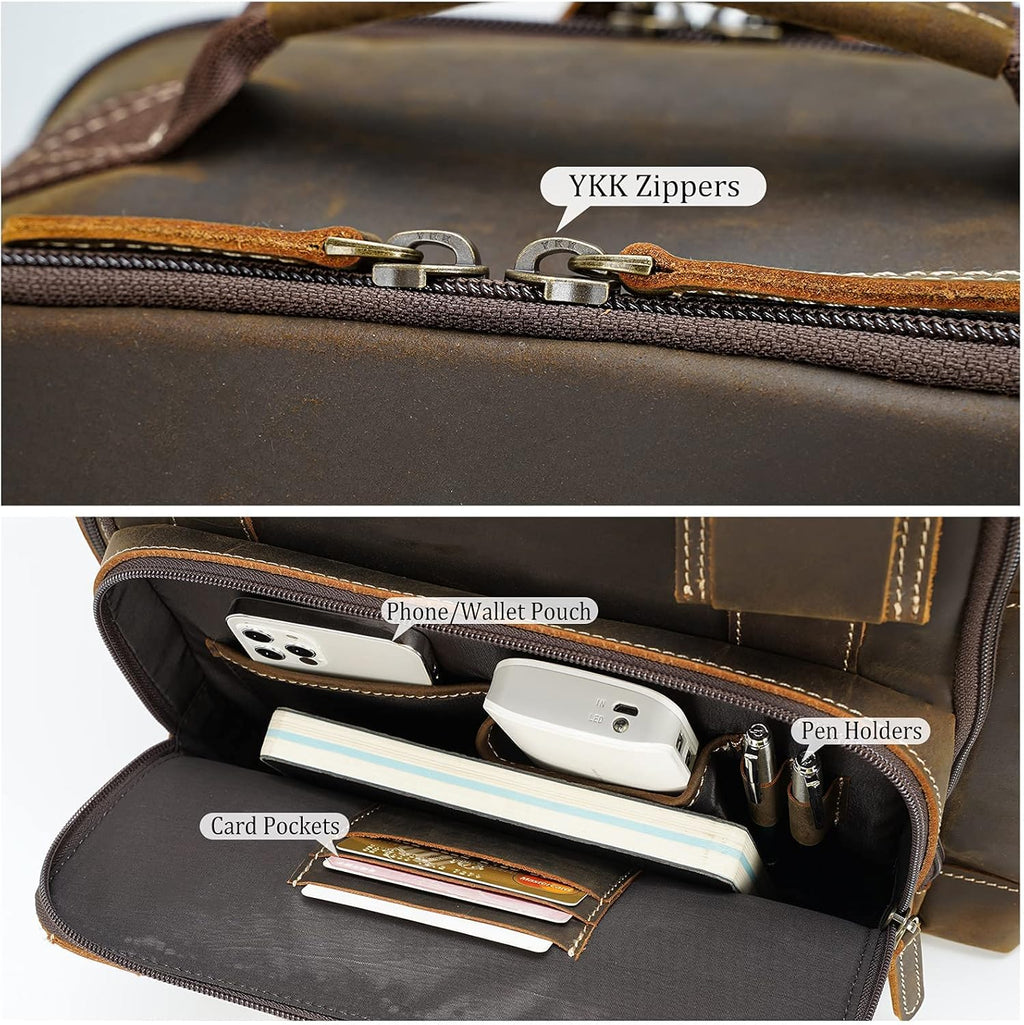 Vintage Full Grain Leather 15.6 Inch Laptop Backpack N69254