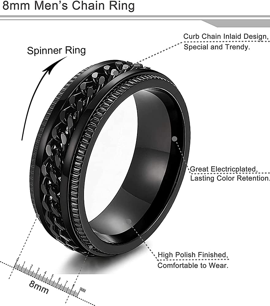 Black Fidget Spinner Ring Size 7 O176903