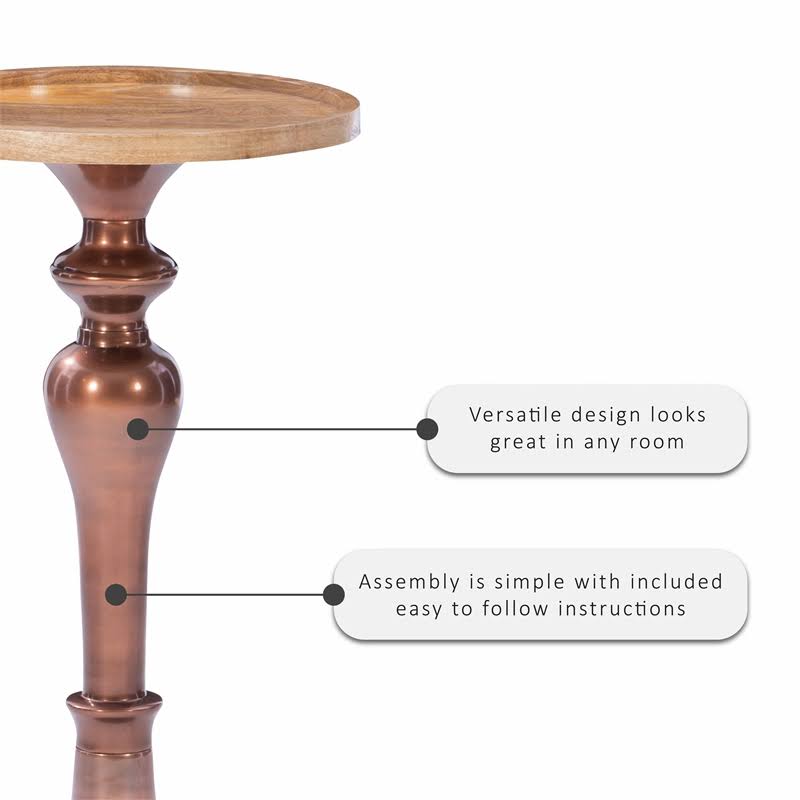 Copper Wood and Aluminum Side Table H33269