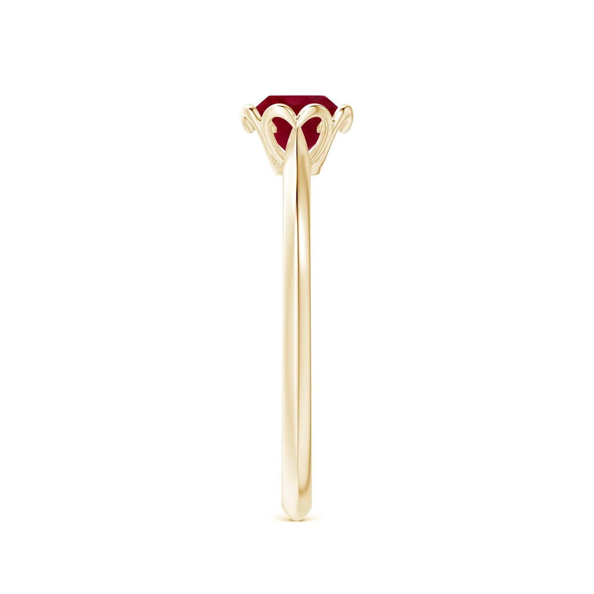 Natural Ruby Solitaire Engagement Ring in 14K Yellow Gold, Size-5 J450968