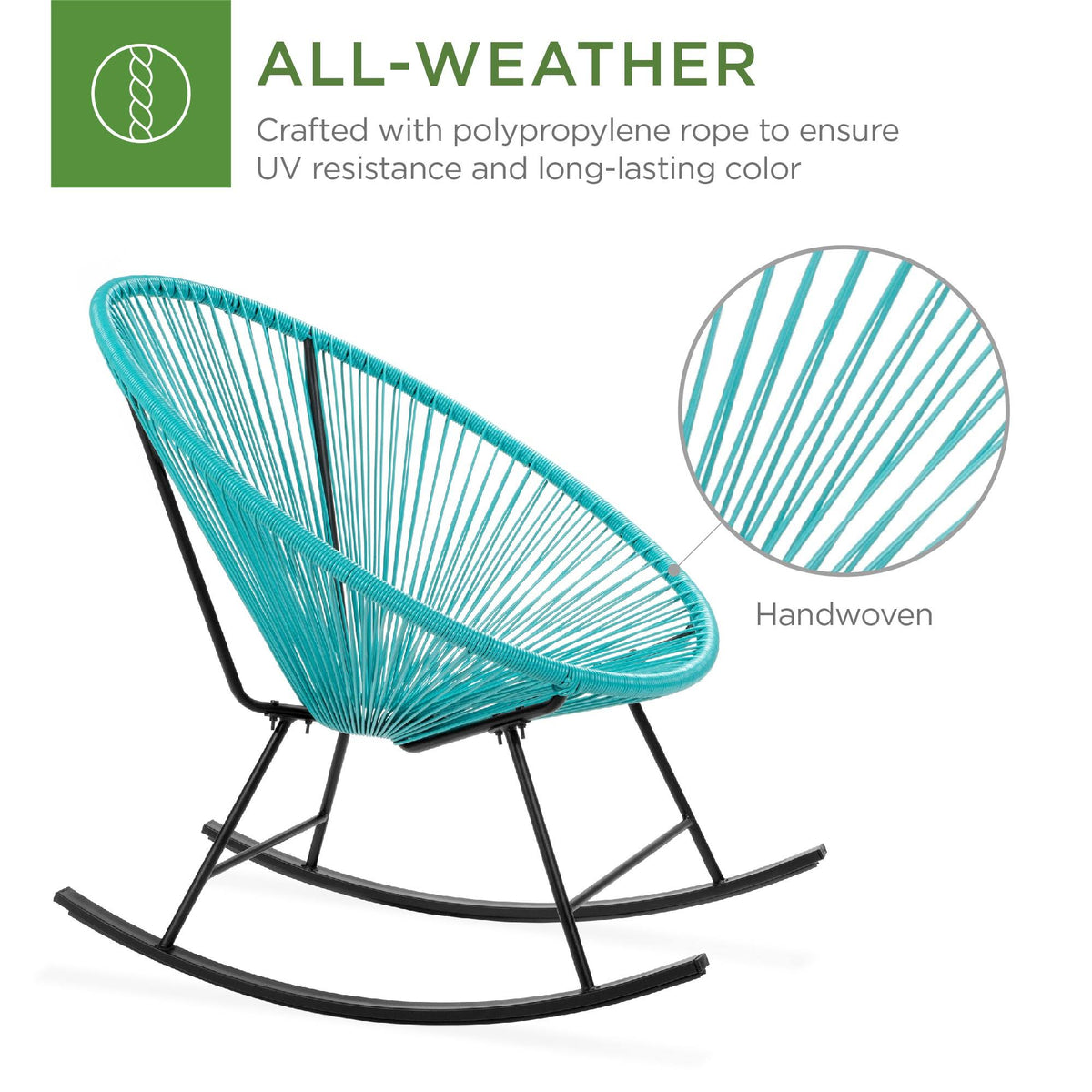 Blue 3-Piece Patio Bistro Furniture Set with Rocking Chairs and Table Q1284
