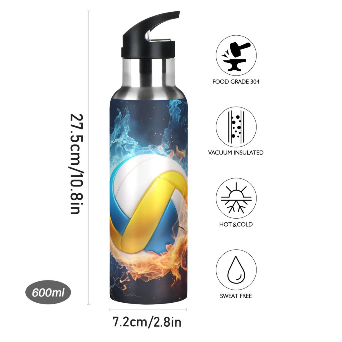 Stainless Steel Insulated Water Bottle with Straw Lid J6234
