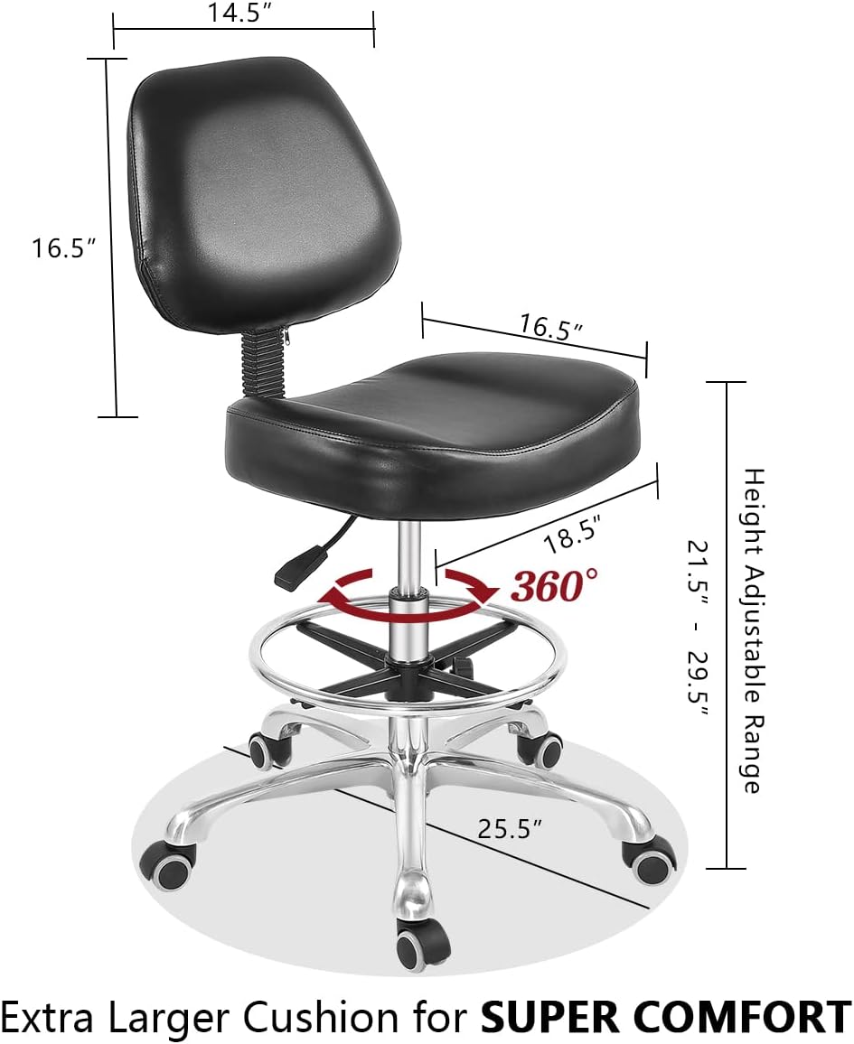 Height Adjustable Ergonomic Office Chair with Footrest (Black) L735