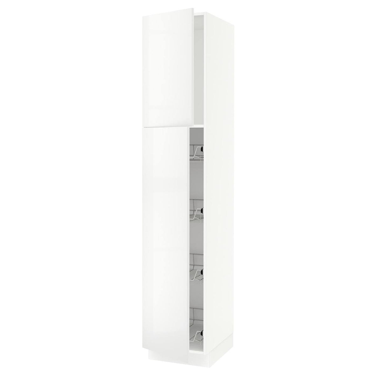 White High Cabinet with Door and Wire Baskets P7861