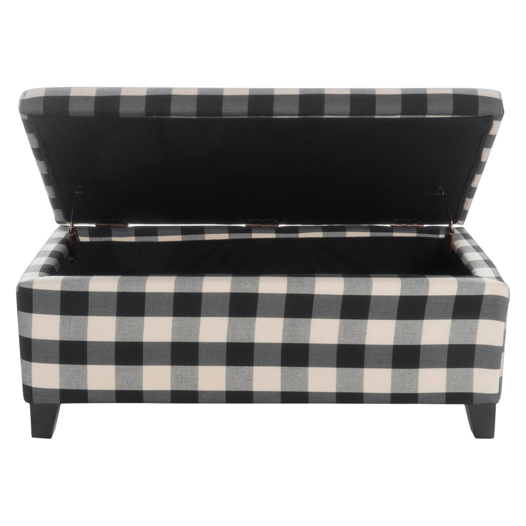 Black Checkerboard Storage Ottoman L44590